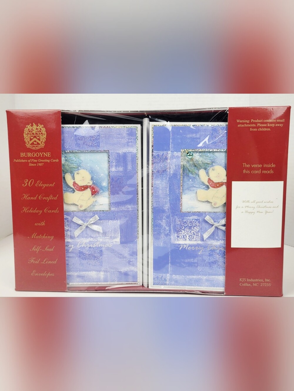 Burgoyne 3D Layered Christmas Cards w/Envelopes~Polar Bear Cub~Boxed Set of 24